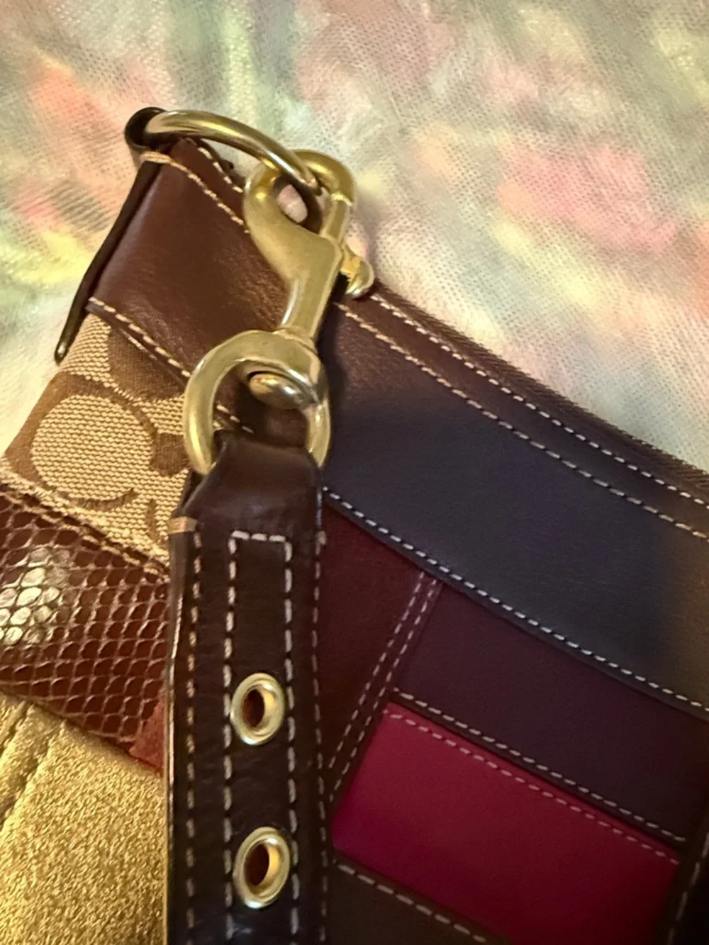 COACH Patchwork Madras Crossbody Shoulder Bag Adjustable Strap Vintage